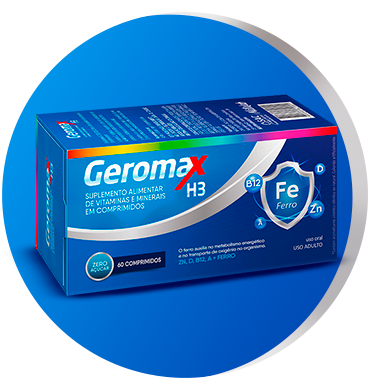 Geromax H3 em 60 comprimidosComprimidos revestidos
Comprimidos com 630 mg
Recomendação de Uso:
Adultos: 1 Comprimido ao Dia- Grupo Palmed Distribuidoras de Medicamentos