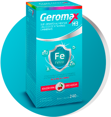 Geromax H3 líquido de
240 MLSabor cereja
Conteúdo 240 ml
Recomendação de uso:
Infantil: (4 a 8 anos) 15 ml ao dia
Adultos: 30ml ao dia- Grupo Palmed Distribuidoras de Medicamentos